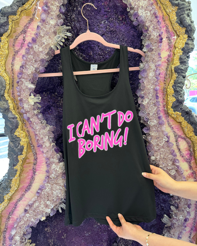 "I Can't Do Boring"  Razorback Active Tank Top