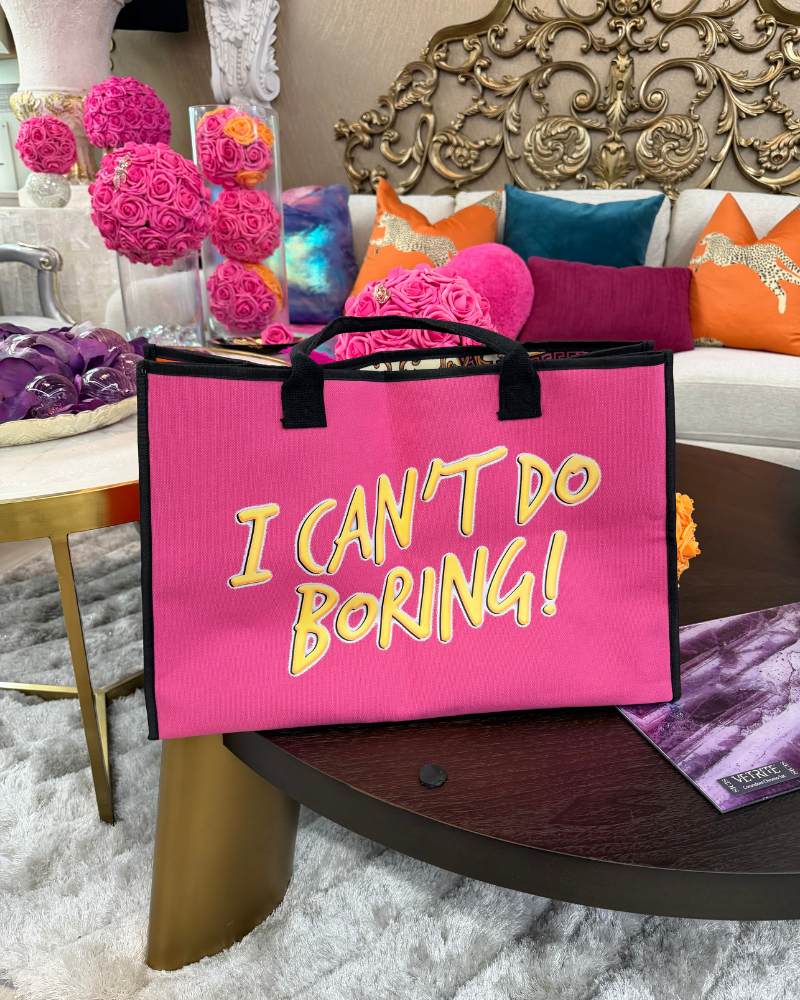 "I Can't Do Boring" Double Sided Canvas Tote Bag